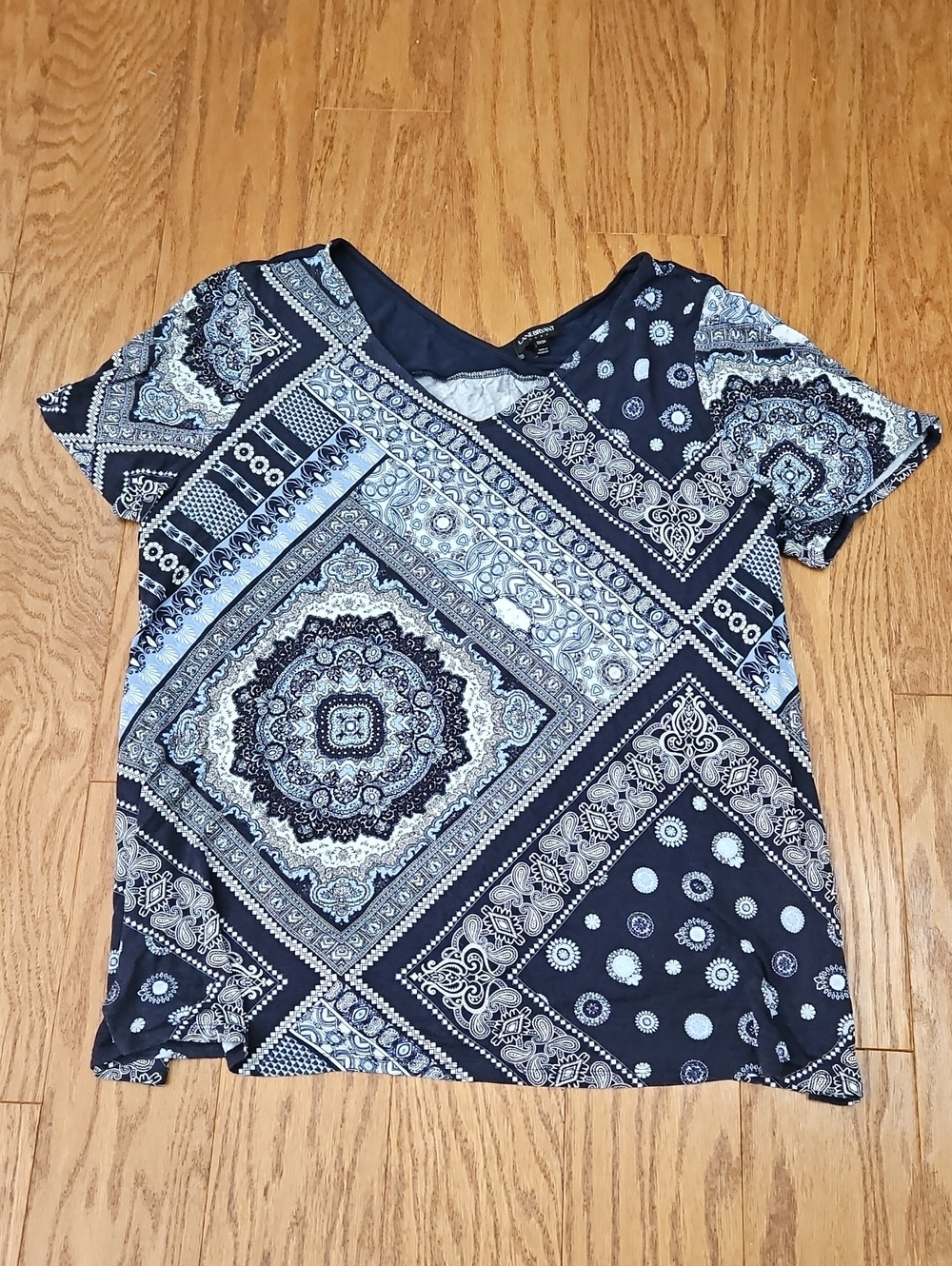 Lane Bryant Blue Bandana Patchwork Print Top Size 22/24